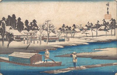 Limpando o tempo após a neve em Massaki. de Ando Hiroshige