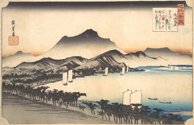 Limpar o tempo em Awazu, século 19. de Ando Hiroshige