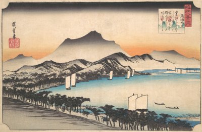 Limpar o tempo em Awazu, ca. 1832., c. 1832. de Ando Hiroshige