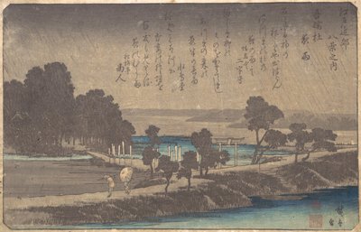 Chuva da tarde em Azuma Wood, ca. 1838., c. 1838. de Ando Hiroshige
