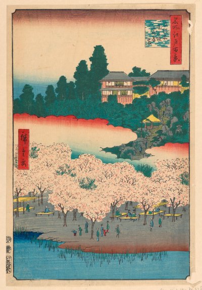 Flower Pavilion, Dango Hill, Sendagi (Sendagi, Dango-zaka Hana-yashiki) Da série Cem vistas famosas de Edo de Ando Hiroshige