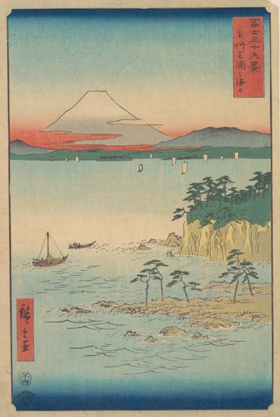 Fuji de Miura, Sagami Soshu Miura no Kaijo, da série Trinta e Seis Vistas do Monte..., 1858. de Ando Hiroshige