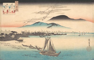 Gansos voando para Katada. de Ando Hiroshige