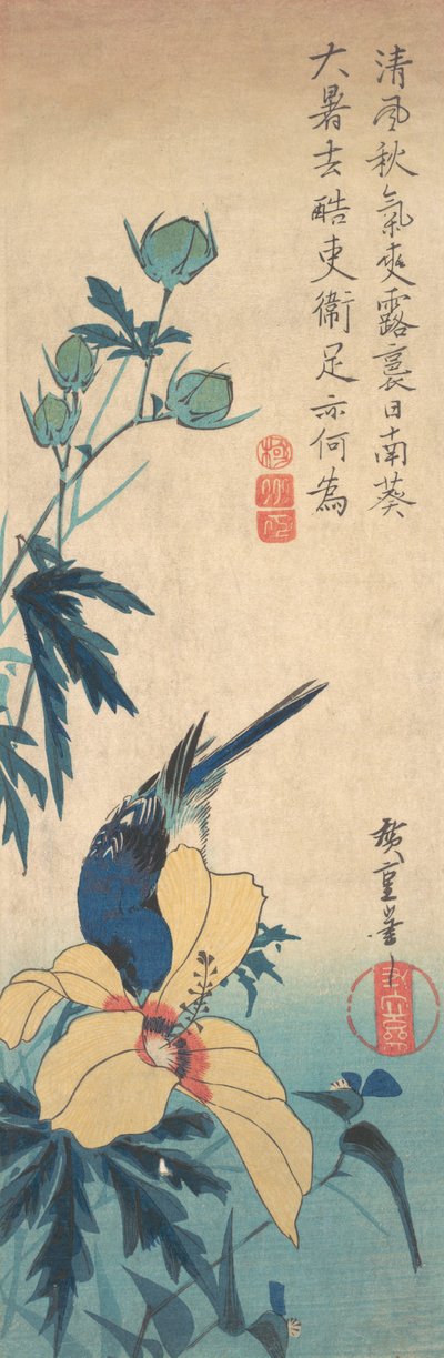 Hibiscus e Bluebird, ca. 1832., c. 1832. de Ando Hiroshige
