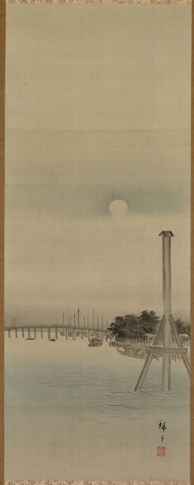 Cena noturna no rio Sumida, no século XIX. de Ando Hiroshige