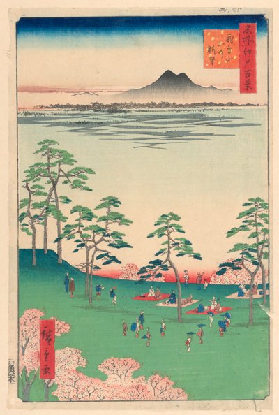 Vista para o norte da colina de Askua (Askua-yama Kita no Chobo) Da série Cem vistas famosas de Edo de Ando Hiroshige