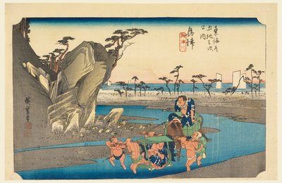 Reverendo Okitsu, membro te cinquenta e três Stachi som de te urbanidade inferior d (grau urbano goshuzan tsugi) de Ando Hiroshige