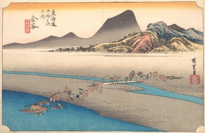 A margem distante do rio Oi em Kanaya, 1834., 1834. de Ando Hiroshige