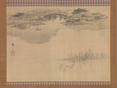 A Ponte Imado no sopé do Monte Matsuchi, século XIX. de Ando Hiroshige