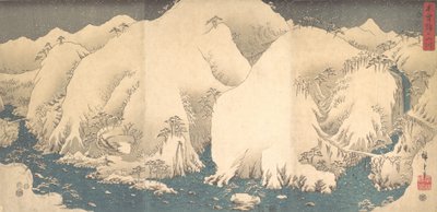 As Montanhas Kiso na Neve, datadas do 8º mês do Snak..., datadas do 8º mês do ano da Serpente, 1857. de Ando Hiroshige
