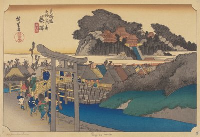 Estação de Fujisawa (bloco de madeira colorido) de Ando or Utagawa (after) Hiroshige