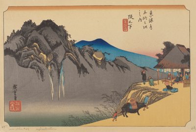 Estação Sakamoshita (bloco de madeira colorido) de Ando or Utagawa (after) Hiroshige