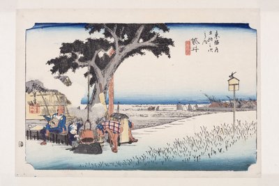 Fukuroi: Chá (Fukuroi, dejaya no zu) (impressão em bloco de madeira colorida) de Ando or Utagawa Hiroshige