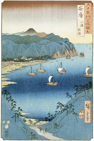 Baía de Kominato, província de Awa (impressão em bloco de madeira) de Ando or Utagawa Hiroshige