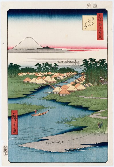 Nekozane em Horikiri ", da série" Cem vistas de lugares famosos em Edo " de Ando or Utagawa Hiroshige