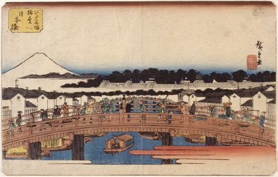 Nihonbashi (impressão em bloco de madeira a cores) de Ando or Utagawa Hiroshige
