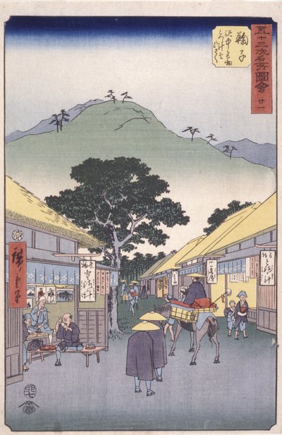 Estação 21, Maruko (impressão em bloco de madeira a cores) de Ando or Utagawa Hiroshige
