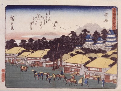 Estação 30, Hamamatsu (impressão em bloco de madeira a cores) de Ando or Utagawa Hiroshige