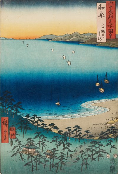 A praia de Takashi na província de Izumi de Ando or Utagawa Hiroshige