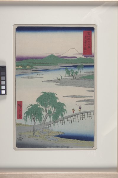 O rio Tama na província de Musashi (Musashi Tamagawa) (impressão em bloco de madeira a cores) de Ando or Utagawa Hiroshige