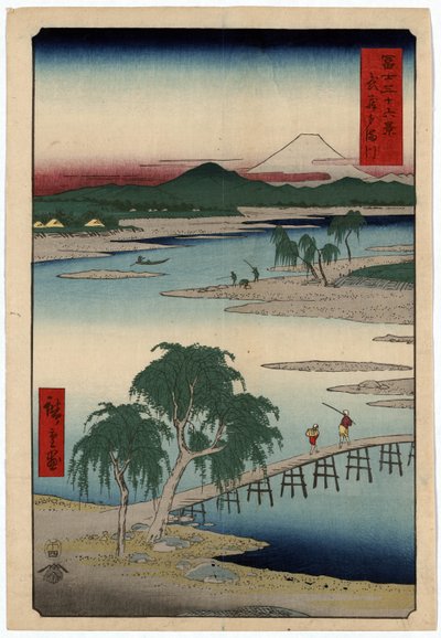 O rio Tamagawa, na província de Musashi, Japão de Ando or Utagawa Hiroshige