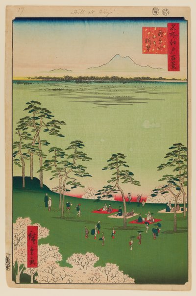 Vista para o norte de Asukayama de Ando or Utagawa Hiroshige
