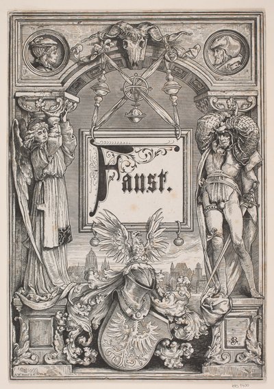 Página de rosto e vinheta para uma edição de "Faust", Munique 1884 de André Bork