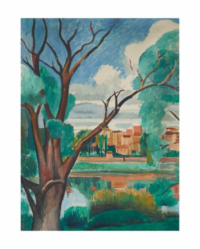 As margens do Sena em Carrières-sur-Seine de Andre Derain