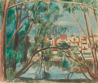 As margens do Sena em Carrières-sur-Seine de Andre Derain