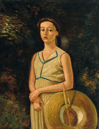 Retrato de Geneviève com um chapéu de palha, sobrinha do pintor de Andre Derain