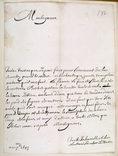 Carta de Le Nôtre ao Grand Condé de Andre Le Notre
