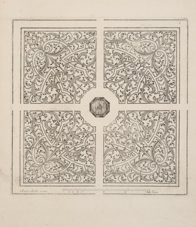 Design para Parterre, do Theatre des Plans et Jardinages, pub.1652 (gravura) de André Mollet