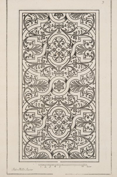 Design para Parterre, do Theatre des Plans et Jardinages, pub.1652 (gravura) de André Mollet