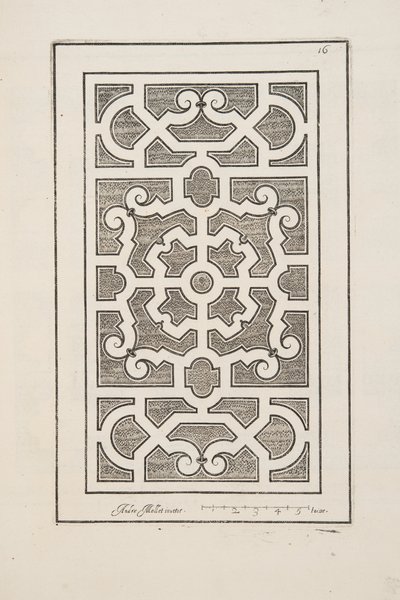 Design para Parterre, do Theatre des Plans et Jardinages, pub.1652 (gravura) de André Mollet