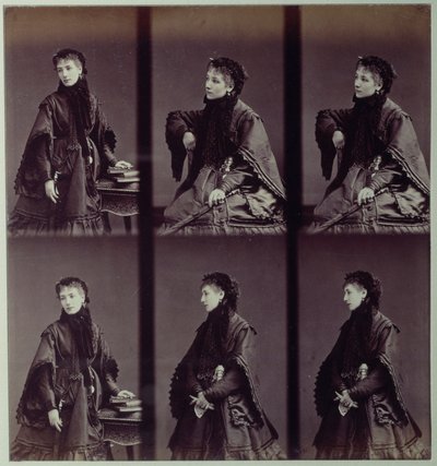Retrato de Sarah Bernhardt (1844-1923) em traje de cidade de Andre Adolphe Eugene Disderi