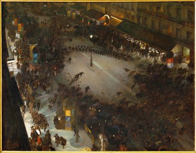 Carga policial (pintura sobre tela) de Andre Devambez