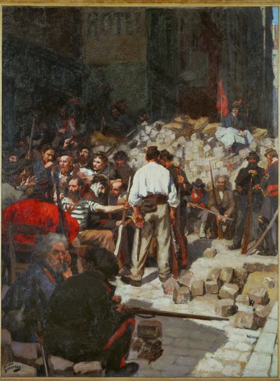 A Comuna: A barricada ... (pintura sobre tela) de Andre Devambez