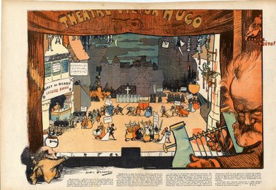 Teatro de Victor Hugo por André Devambez (1867-1944) caricatura em "Le rire" de 1902 de Andre Devambez