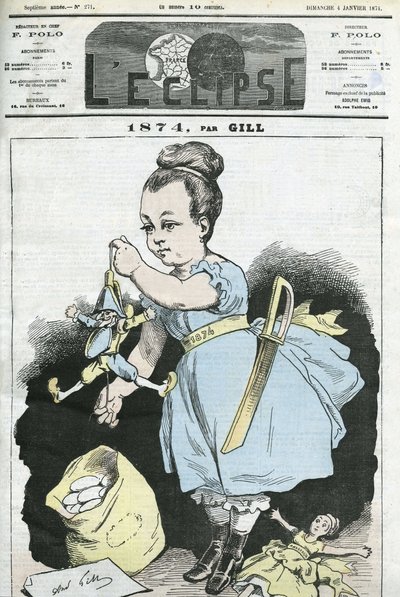 1874: uma mulher manipula um fantoche. Capa em "L