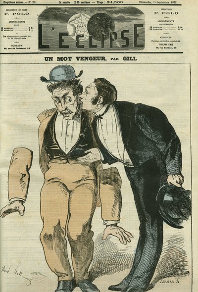 Uma palavra vingativa, o primeiro cavalheiro tem seus braços caindo quando ouve a palavra "censura". Capa em "L