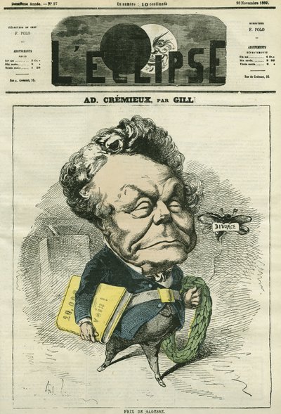 Adolphe Cremieux (1796-1880), advogado, político e presidente da Aliança Universal Israelita. Capa em "L