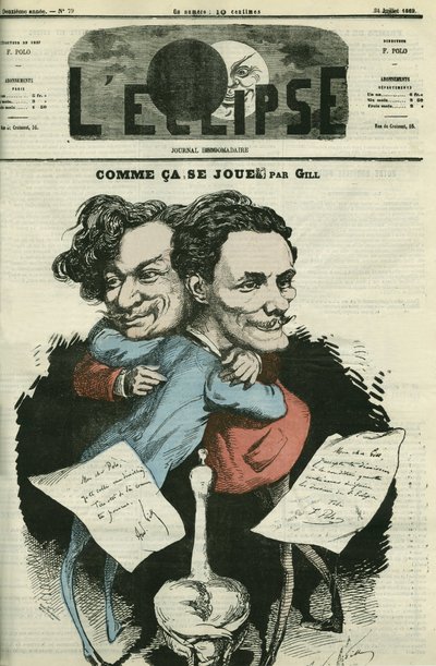 Andre Gill (1840-1885), cartunista francês e F. Polo, diretor de "L