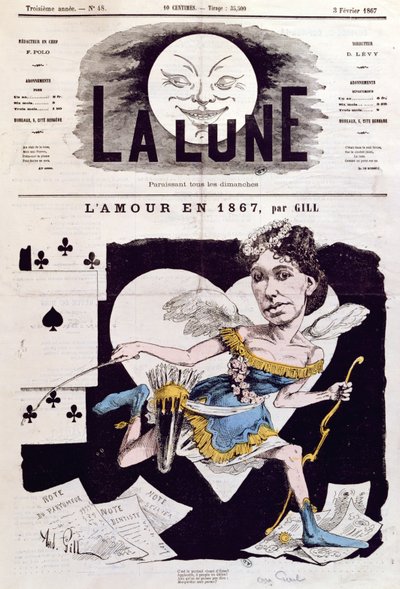 Caricatura de Cora Pearl (1842-c.1886) de &39;La Lune&39;, 3 de fevereiro de 1867 de Andre Gill