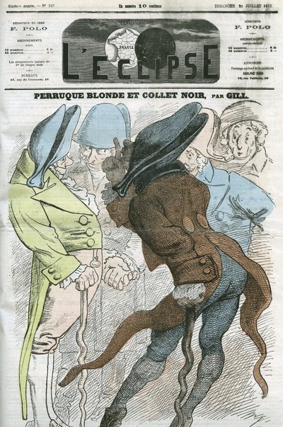 Desenho animado "Cabeleira loira e colarinho preto". Capa em "L