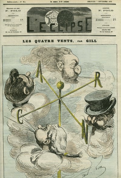 Desenho animado "Os Quatro Ventos", que simboliza os quatro partidos políticos. Capa em "L