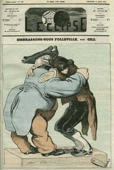 Desenho animado "We Kiss Folleville", vaudeville de Eugene Labiche (1815-1888) e Auguste Lefranc (1814-1878). Capa em "L