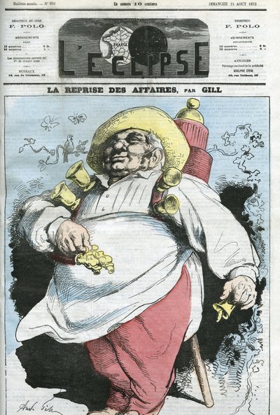 Desenho animado "retomada dos negócios". Capa em "L