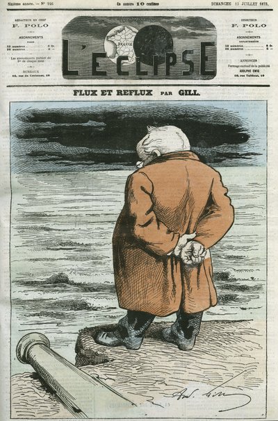 Desenho animado por Adolphe Thiers (1797-1877), estadista francês. Capa em "L