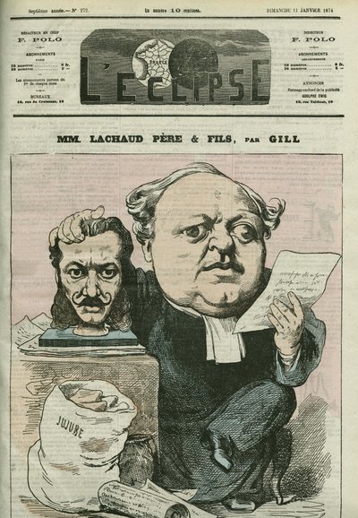 Desenho animado por Charles Lachaud (1817-1882), advogado francês. Capa em "L