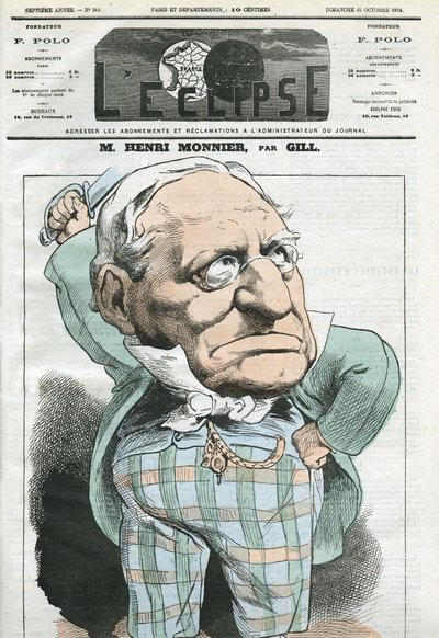 Desenho animado de Henri Monnier (1799-1877), dramaturgo francês, caricaturista, ator. Capa em "L